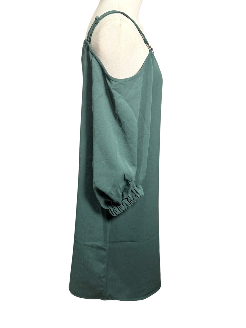Tibi Juniper Green Cold Shoulder Suspender Strap Mini Dress Size 2 - Picture 5 of 11
